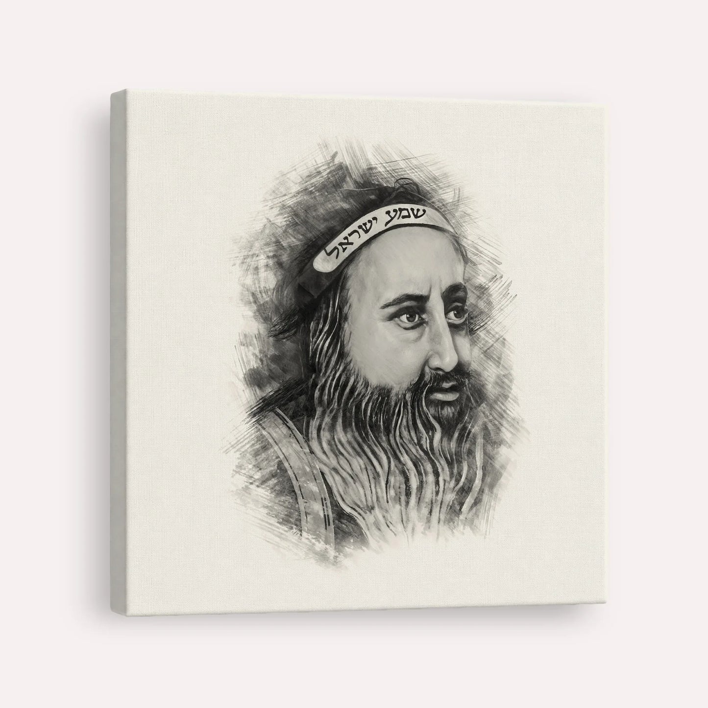 Rabbi Shimon Bar Yochai – Black & White – Canvas Square | Jewish Wall Art, Gedolim Pictures