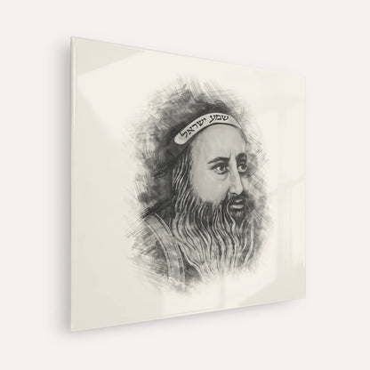 Rabbi Shimon Bar Yochai – Black & White – Acrylic Glass Square | Jewish Wall Art, Gedolim Pictures