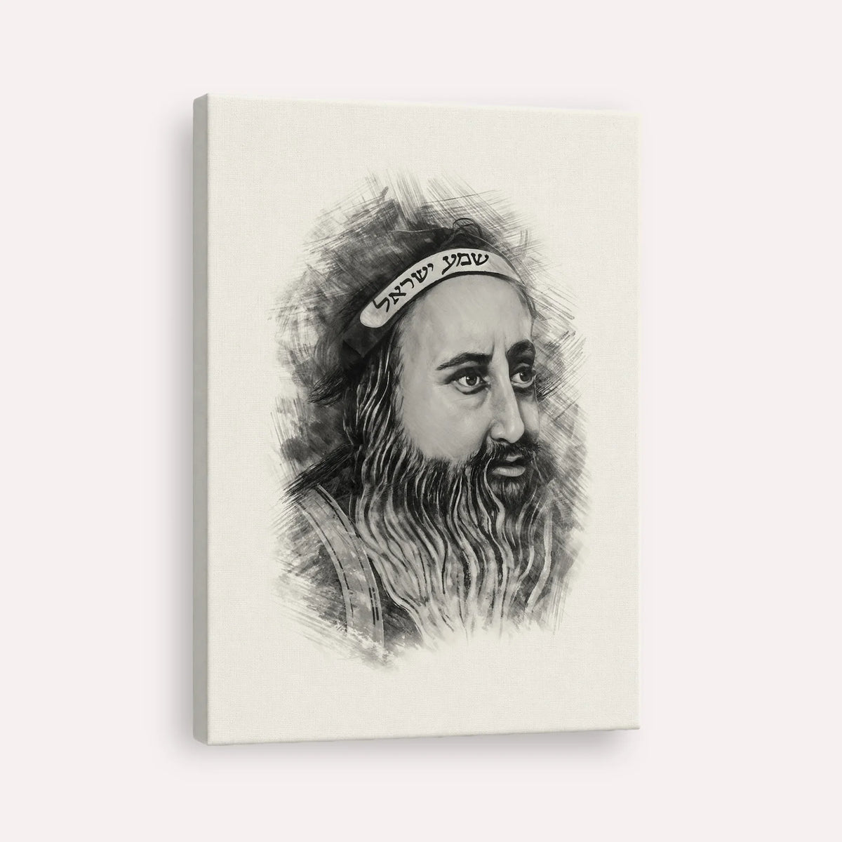 Rabbi Shimon Bar Yochai – Black & White – Canvas Vertical | Jewish Wall Art, Gedolim Pictures