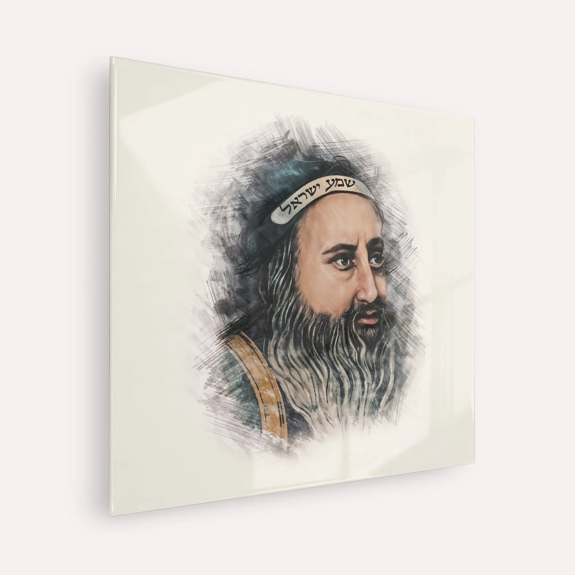 Rabbi Shimon Bar Yochai – Acrylic Glass Square | Jewish Wall Art, Gedolim Pictures