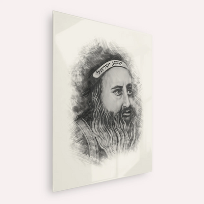 Rabbi Shimon Bar Yochai – Black & White – Acrylic Glass Vertical | Jewish Wall Art, Gedolim Pictures