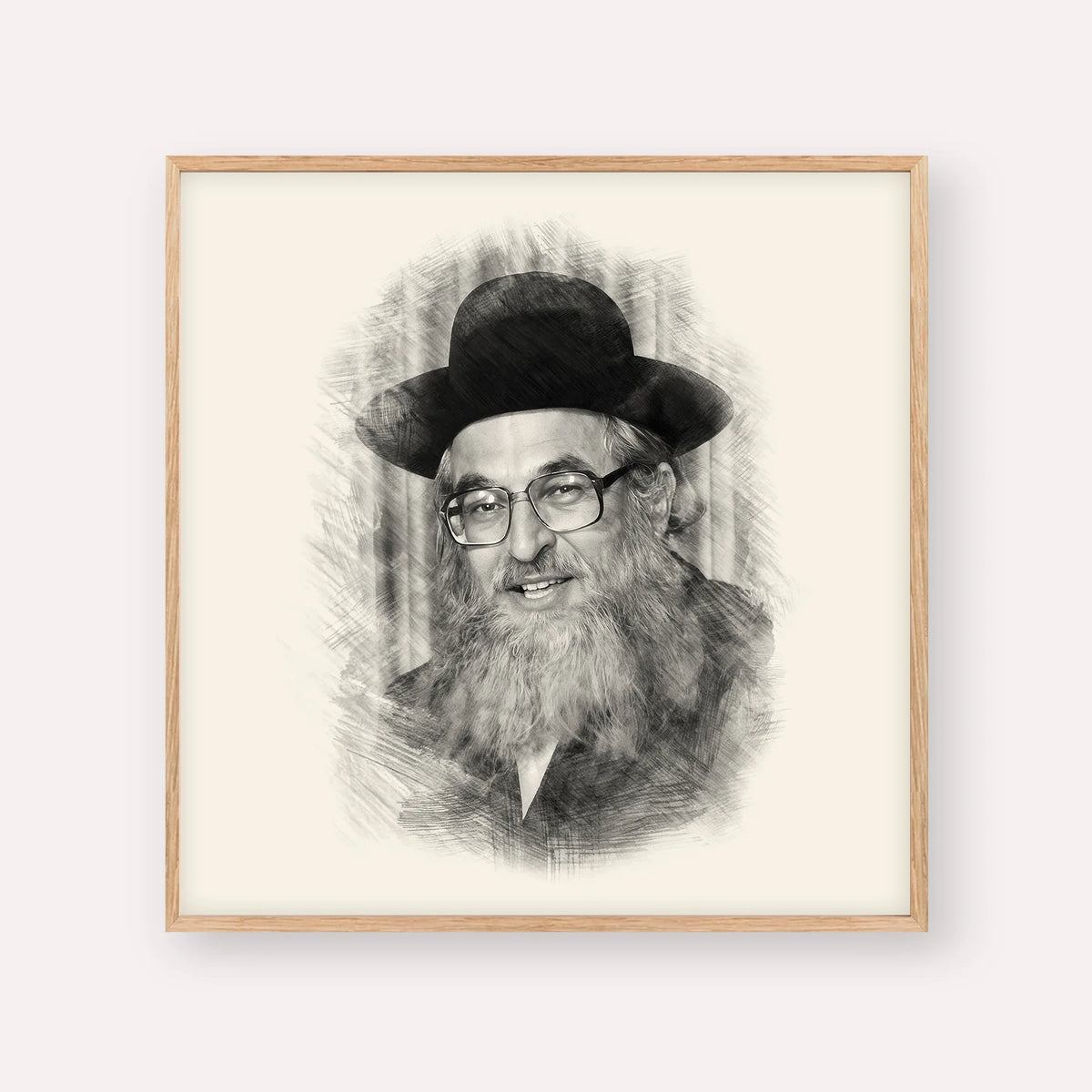 Rabbi Shimshon Dovid Pincus – Black & White – Wood Frame Square | Jewish Wall Art, Gedolim Pictures