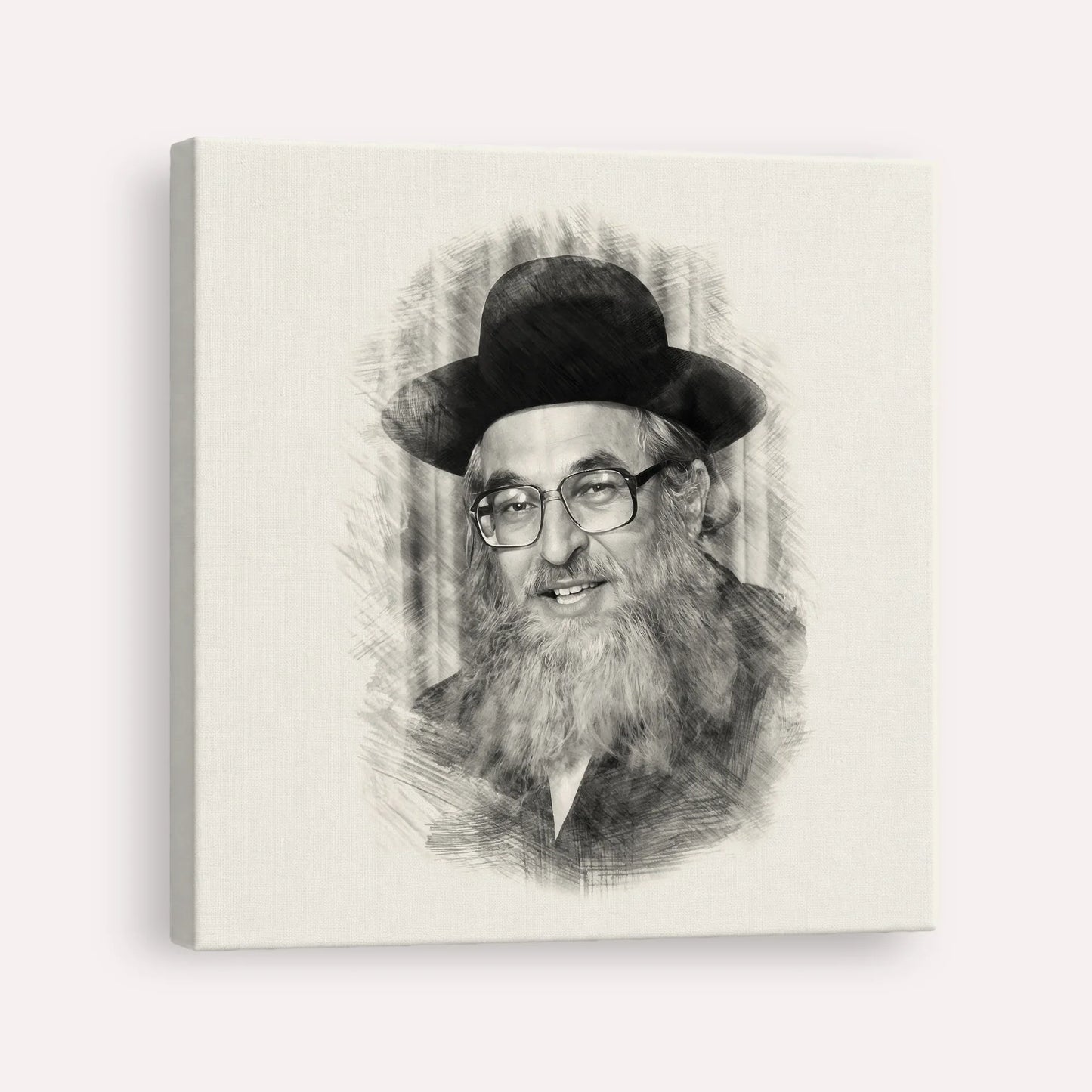 Rabbi Shimshon Dovid Pincus – Black & White – Canvas Square | Jewish Wall Art, Gedolim Pictures