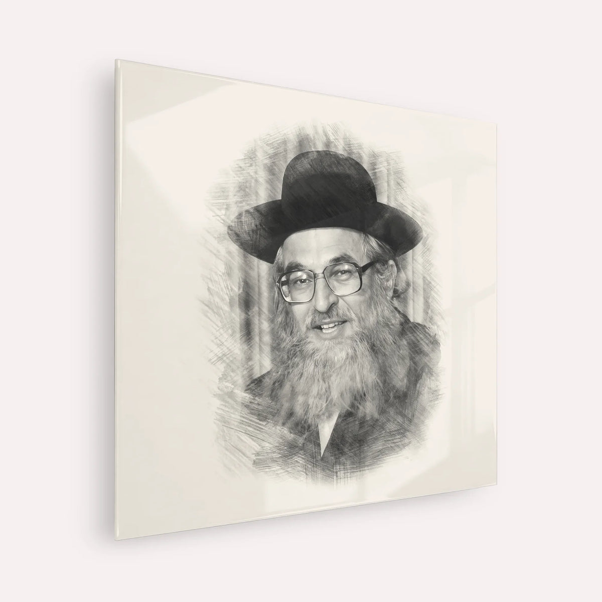 Rabbi Shimshon Dovid Pincus – Black & White – Acrylic Glass Square | Jewish Wall Art, Gedolim Pictures