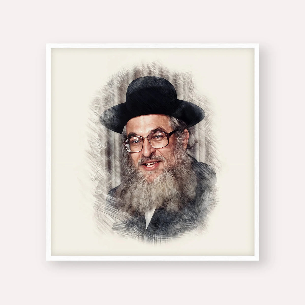 Rabbi Shimshon Dovid Pincus – White Frame Square | Jewish Wall Art, Gedolim Pictures