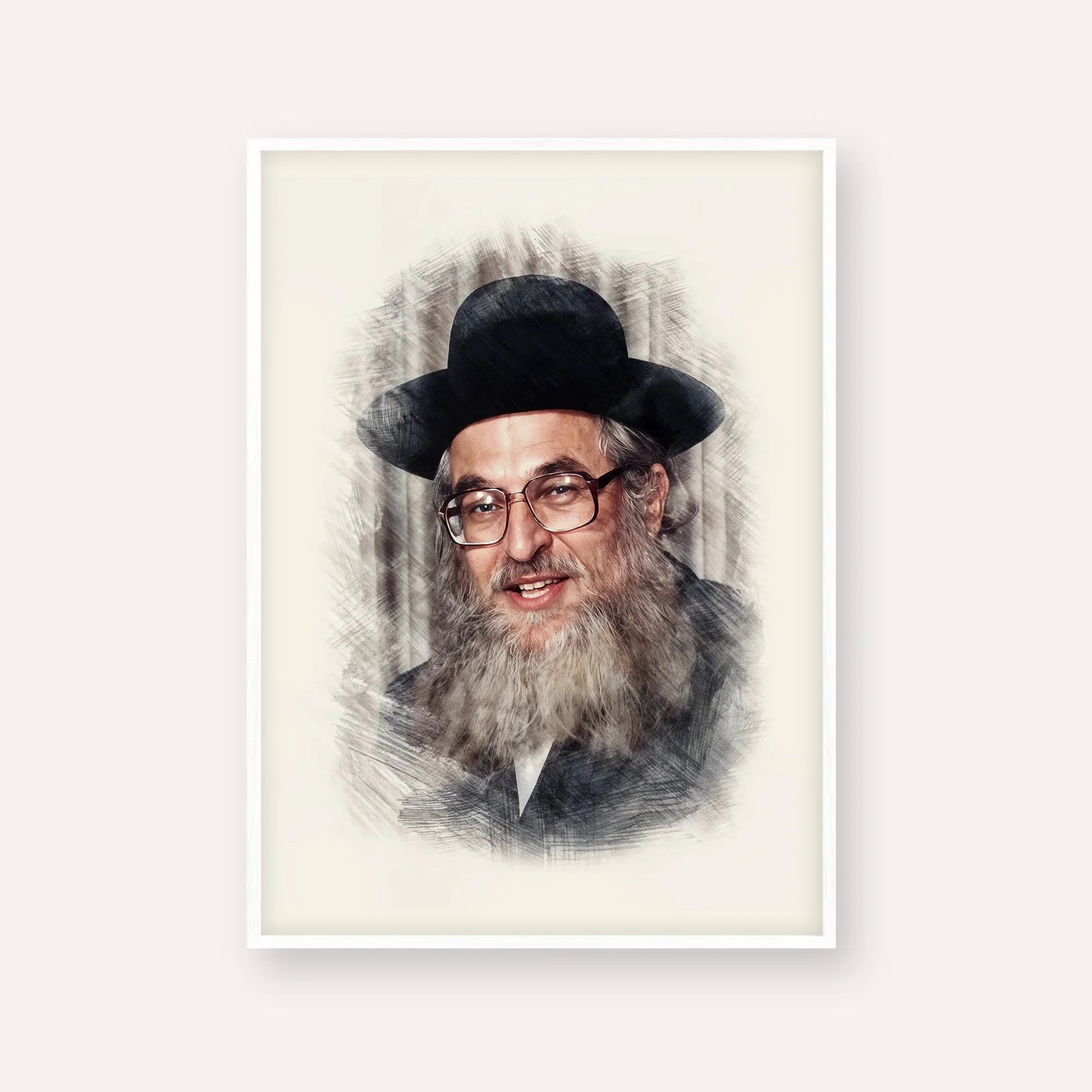 Rabbi Shimshon Dovid Pincus – White Frame Vertical | Jewish Wall Art, Gedolim Pictures