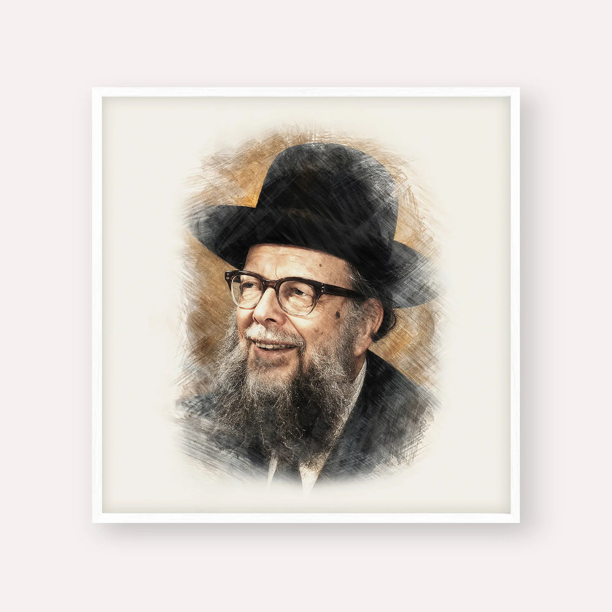 Rabbi Shlomo Wolbe – White Frame Square | Jewish Wall Art, Gedolim Pictures