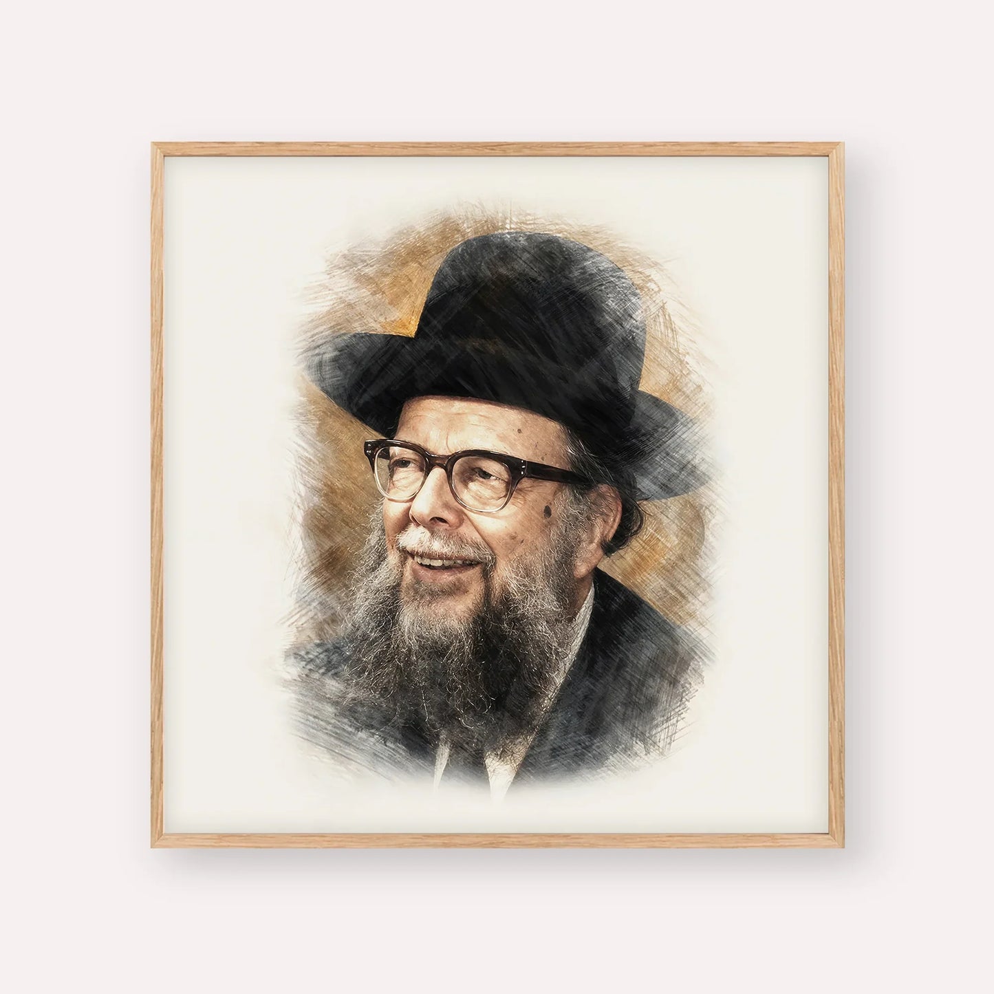 Rabbi Shlomo Wolbe – Wood Frame Square | Jewish Wall Art, Gedolim Pictures