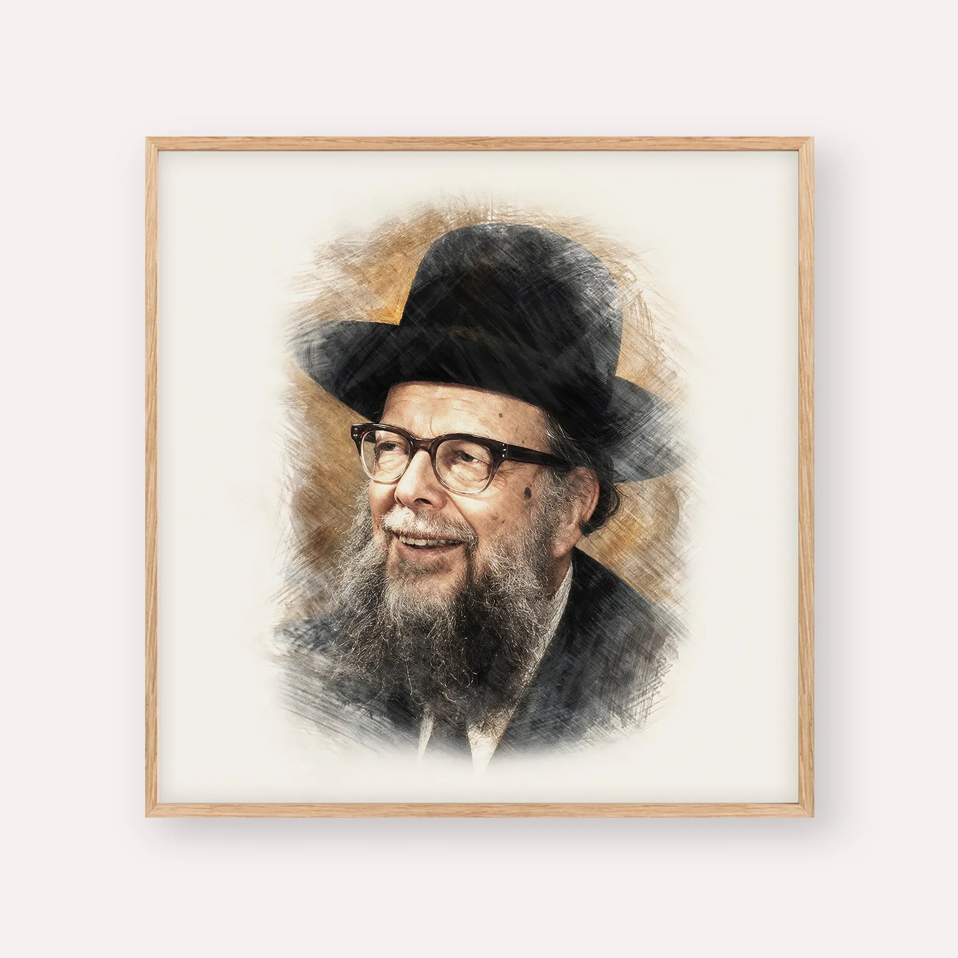 Rabbi Shlomo Wolbe – Wood Frame Square | Jewish Wall Art, Gedolim Pictures