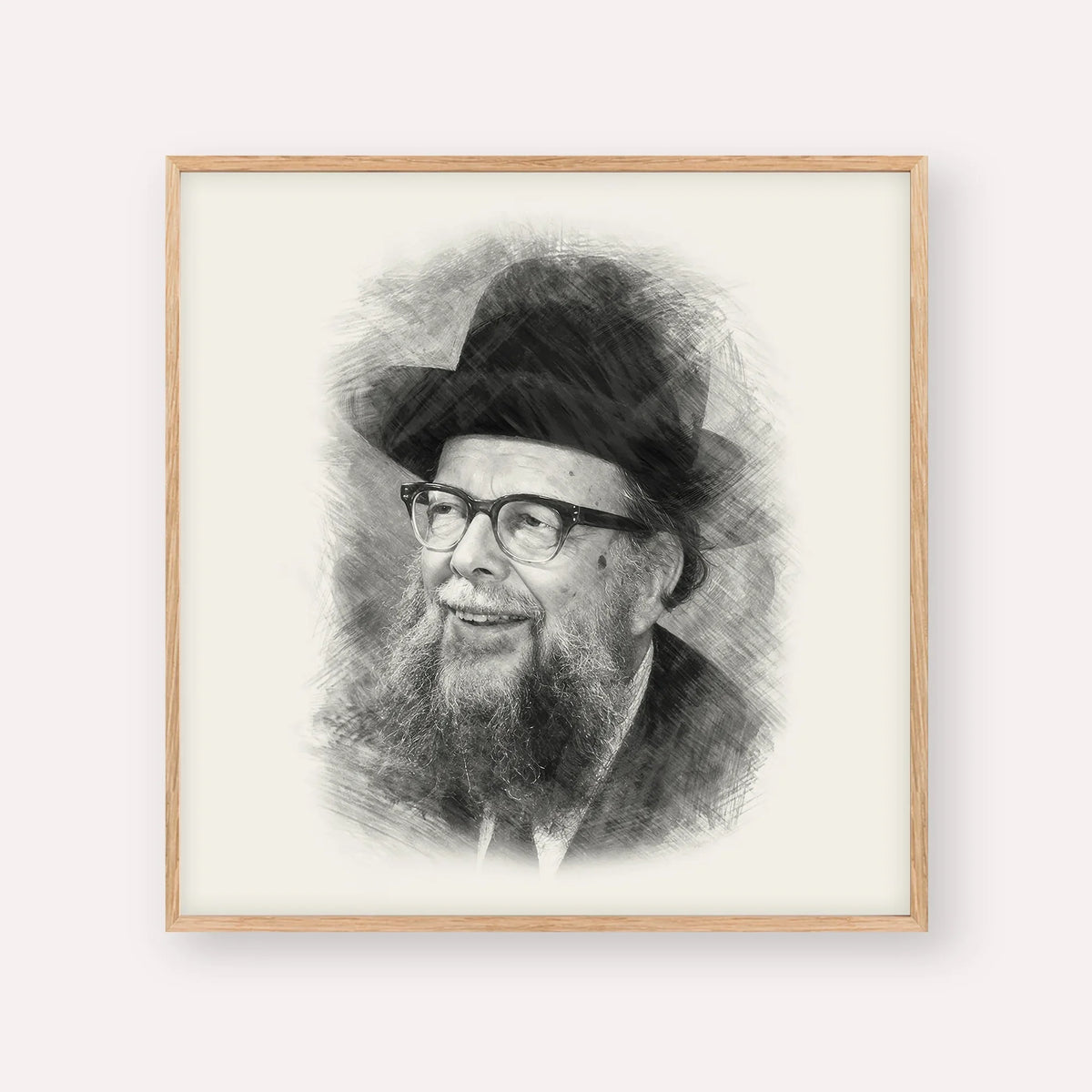 Rabbi Shlomo Wolbe – Black & White – Wood Frame Square | Jewish Wall Art, Gedolim Pictures