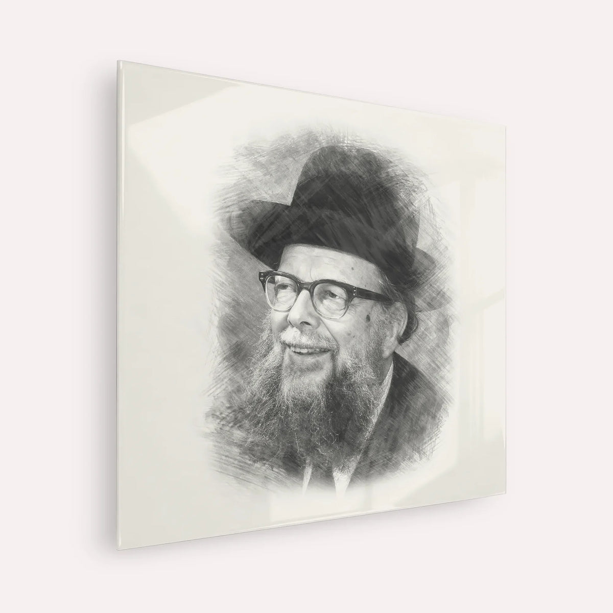 Rabbi Shlomo Wolbe – Black & White – Acrylic Glass Square | Jewish Wall Art, Gedolim Pictures