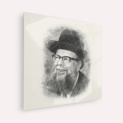 Rabbi Shlomo Wolbe – Black & White – Acrylic Glass Square | Jewish Wall Art, Gedolim Pictures