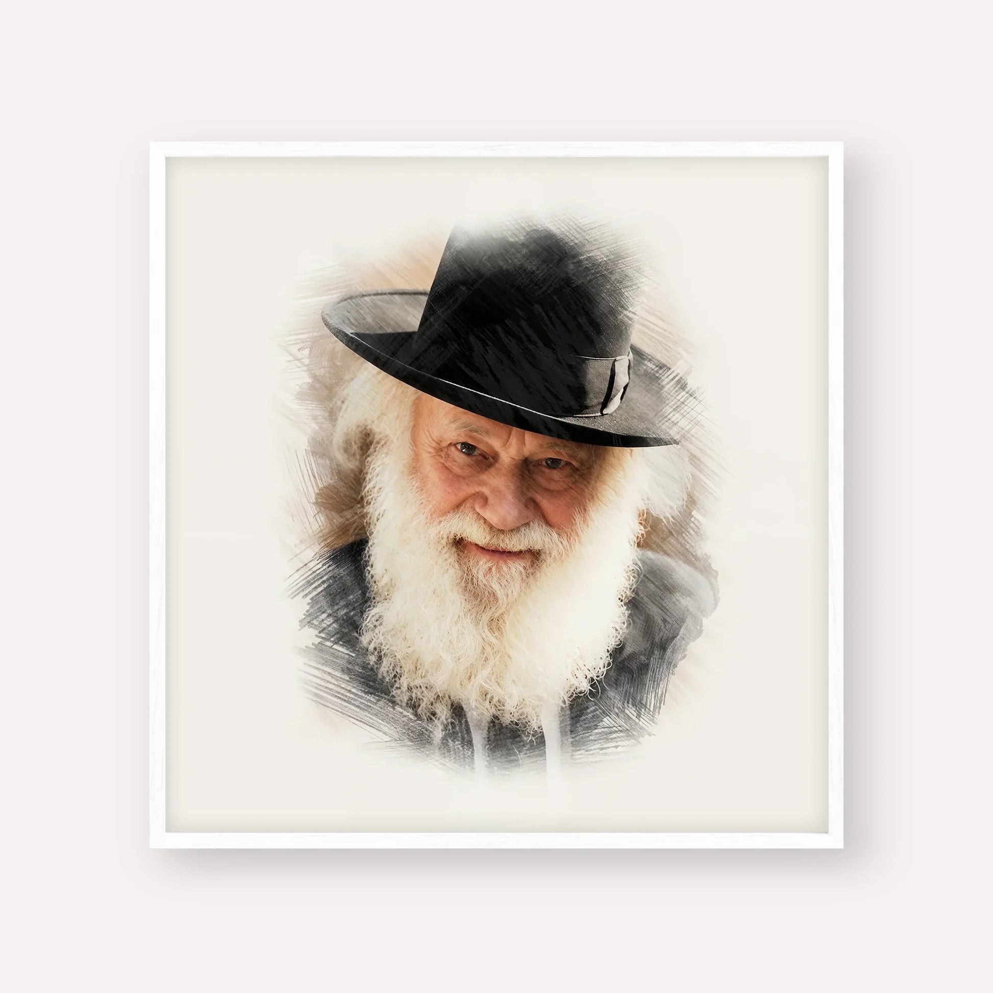 Rabbi Shmuel Berenbaum – White Frame Square | Jewish Wall Art, Gedolim Pictures