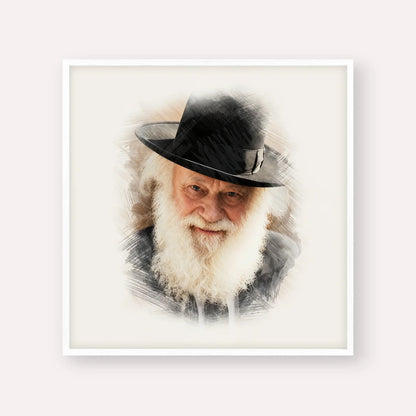 Rabbi Shmuel Berenbaum – White Frame Square | Jewish Wall Art, Gedolim Pictures