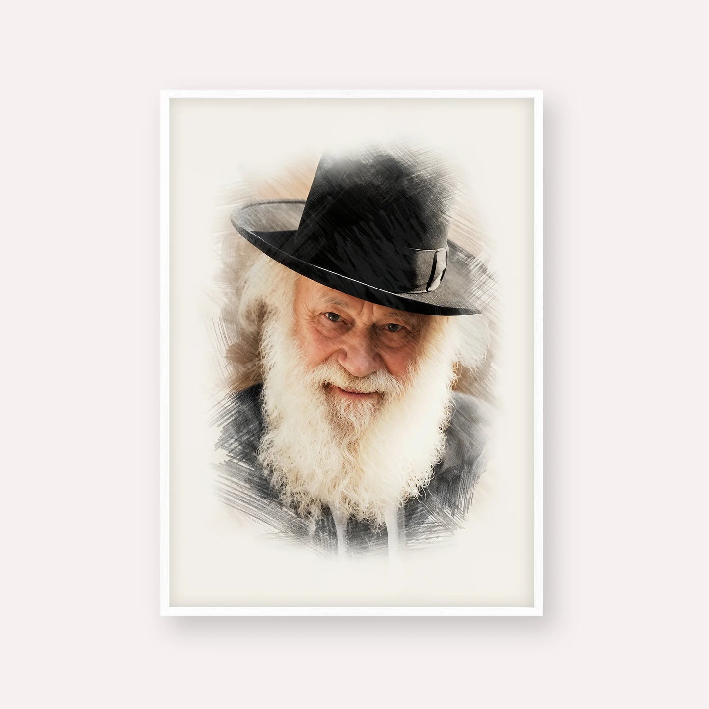 Rabbi Shmuel Berenbaum – White Frame Vertical | Jewish Wall Art, Gedolim Pictures