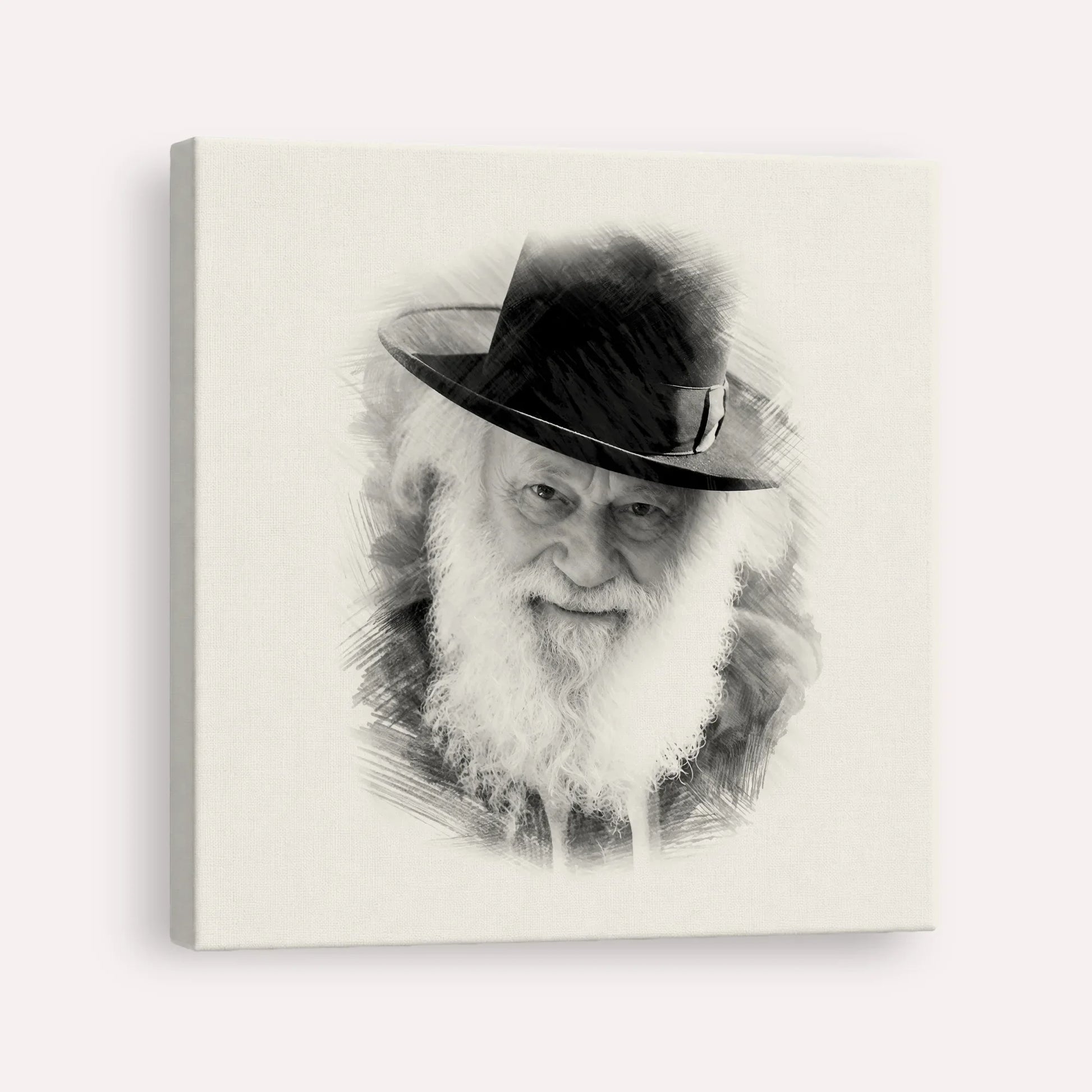 Rabbi Shmuel Berenbaum – Black & White – Canvas Square | Jewish Wall Art, Gedolim Pictures