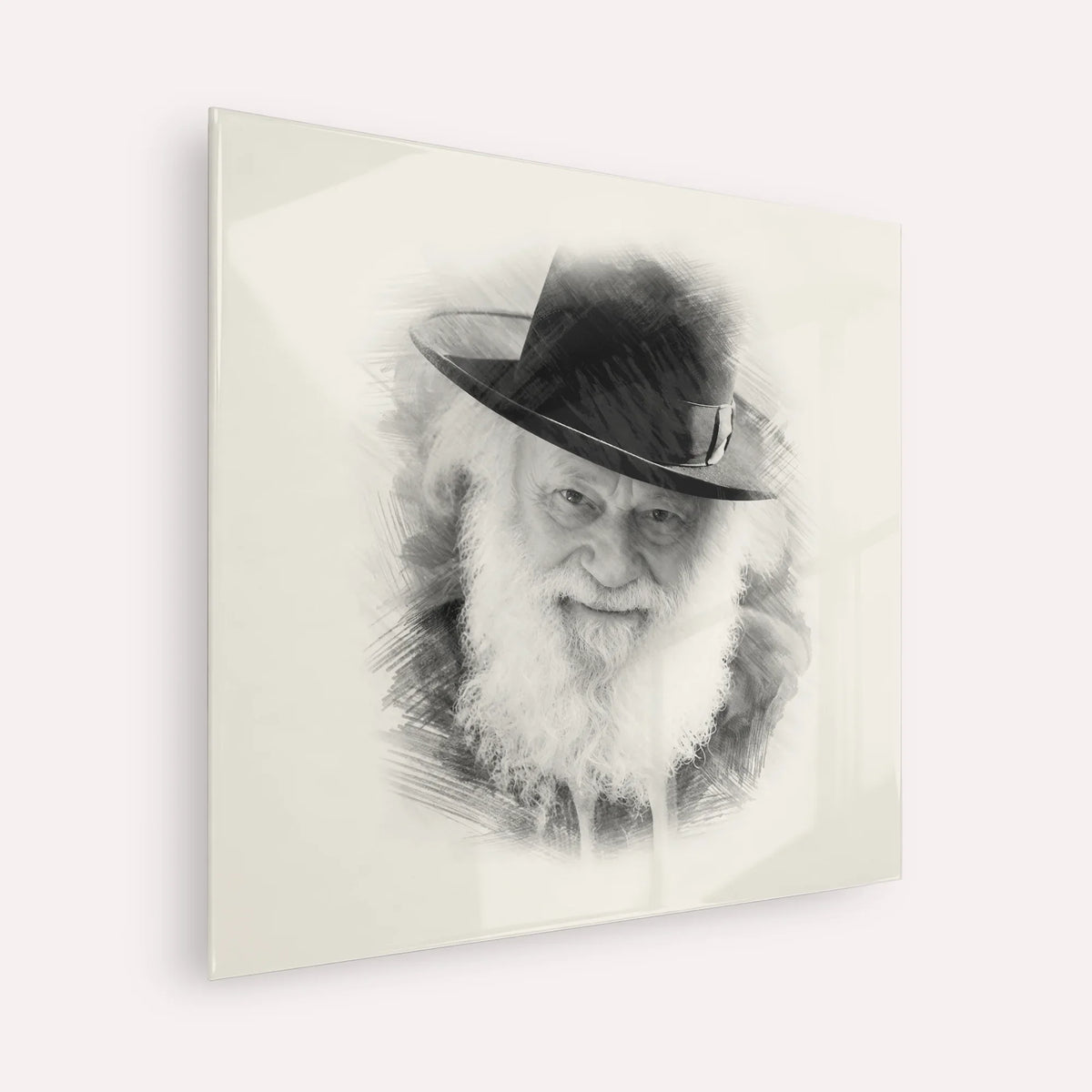 Rabbi Shmuel Berenbaum – Black & White – Acrylic Glass Square | Jewish Wall Art, Gedolim Pictures