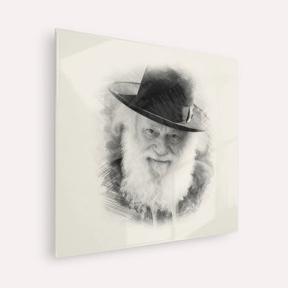 Rabbi Shmuel Berenbaum – Black & White – Acrylic Glass Square | Jewish Wall Art, Gedolim Pictures