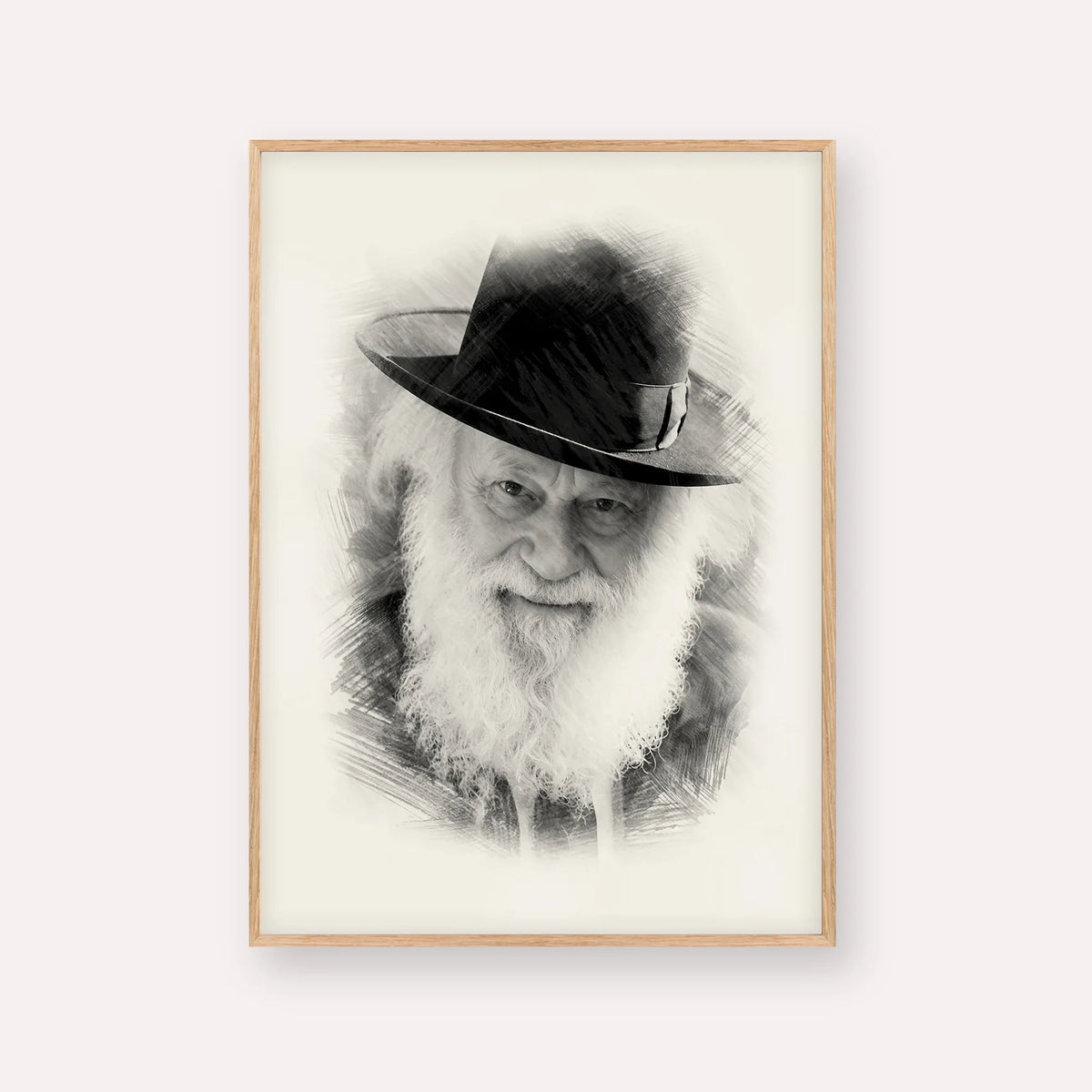 Rabbi Shmuel Berenbaum – Black & White – Wood Frame Vertical | Jewish Wall Art, Gedolim Pictures