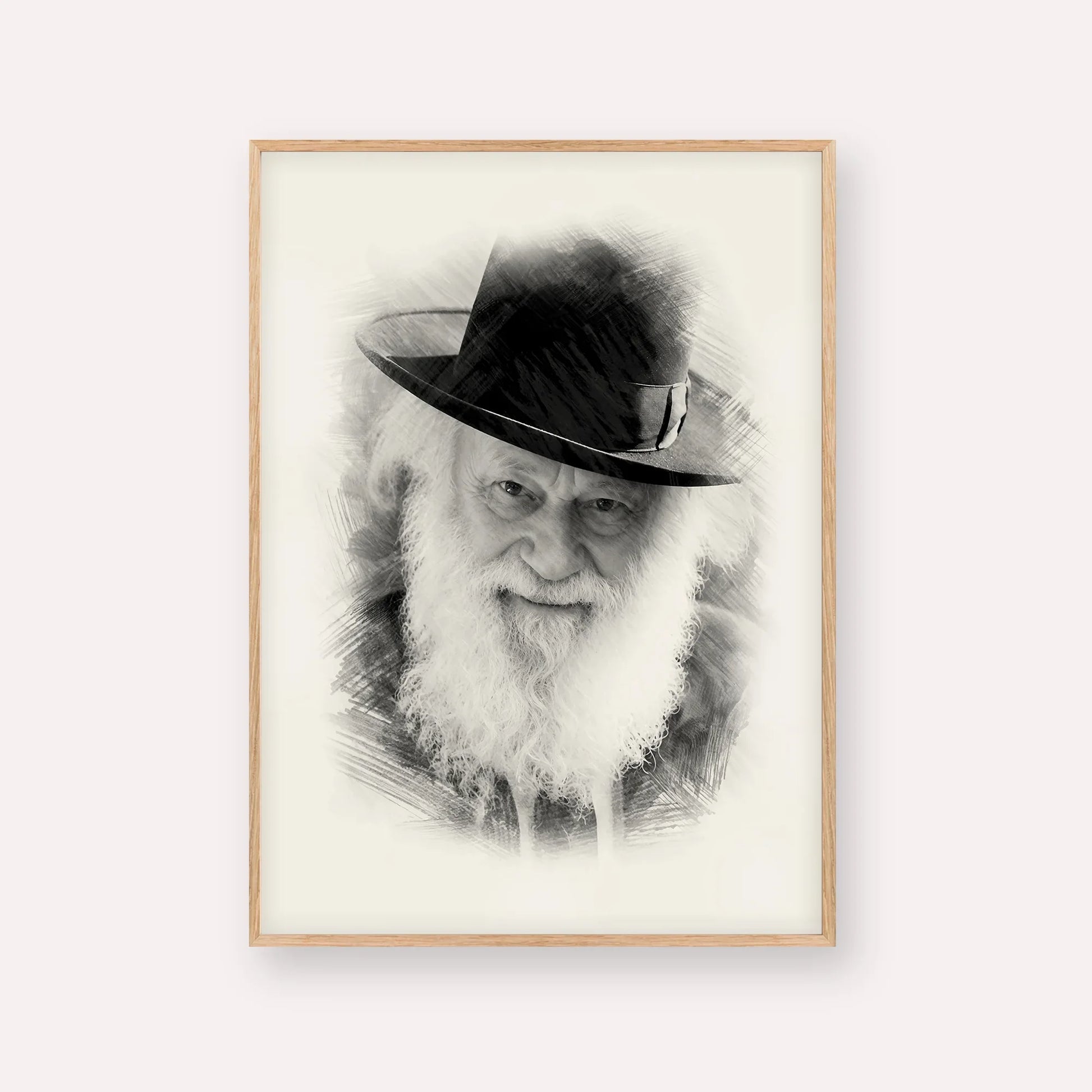 Rabbi Shmuel Berenbaum – Black & White – Wood Frame Vertical | Jewish Wall Art, Gedolim Pictures