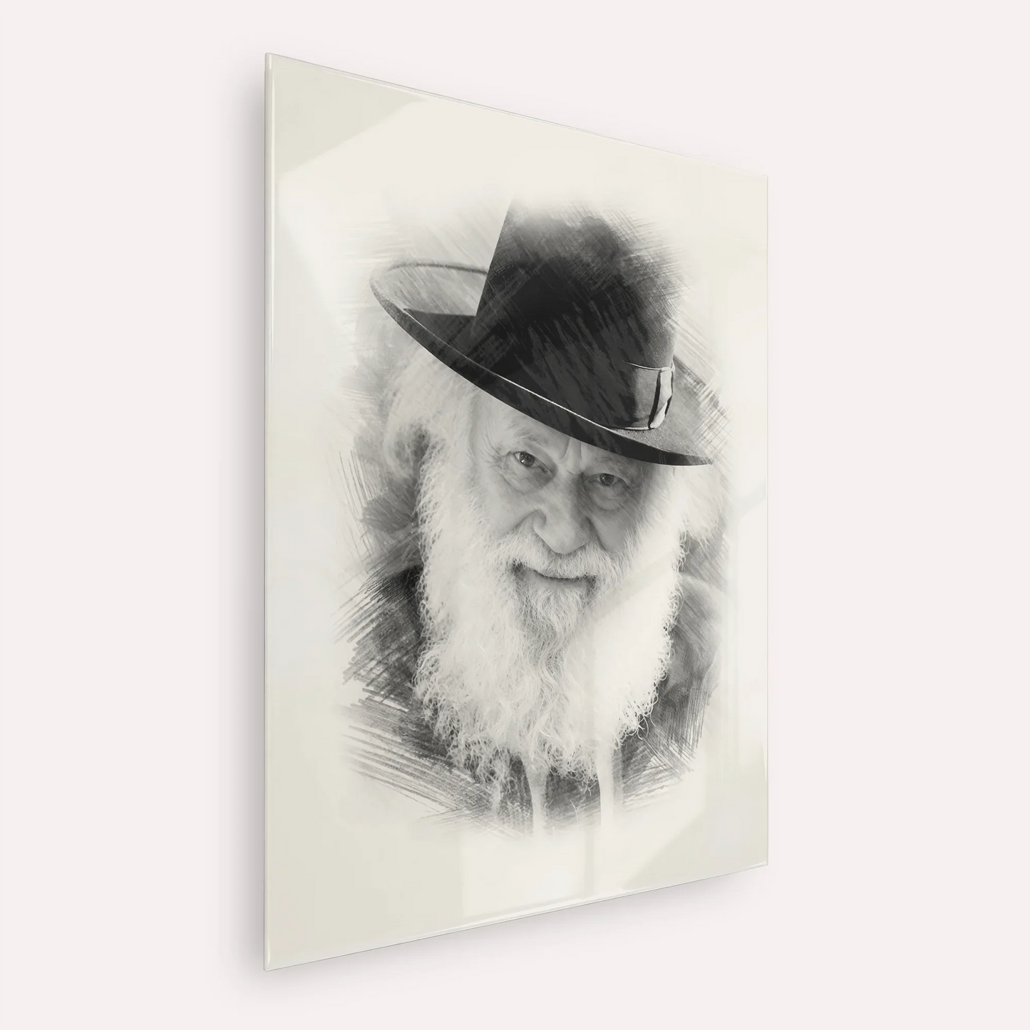 Rabbi Shmuel Berenbaum – Black & White – Acrylic Glass Vertical | Jewish Wall Art, Gedolim Pictures