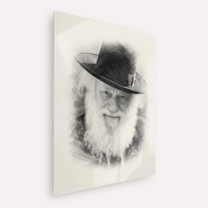 Rabbi Shmuel Berenbaum – Black & White – Acrylic Glass Vertical | Jewish Wall Art, Gedolim Pictures