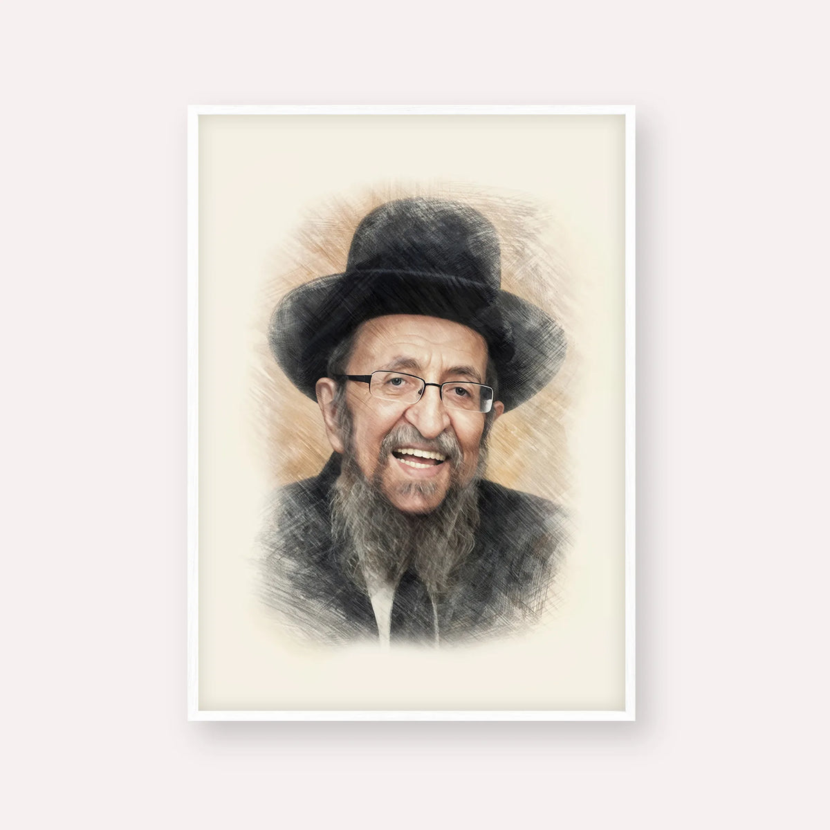 Rabbi Shmuel Kamenetsky – White Frame Vertical | Jewish Wall Art, Gedolim Pictures