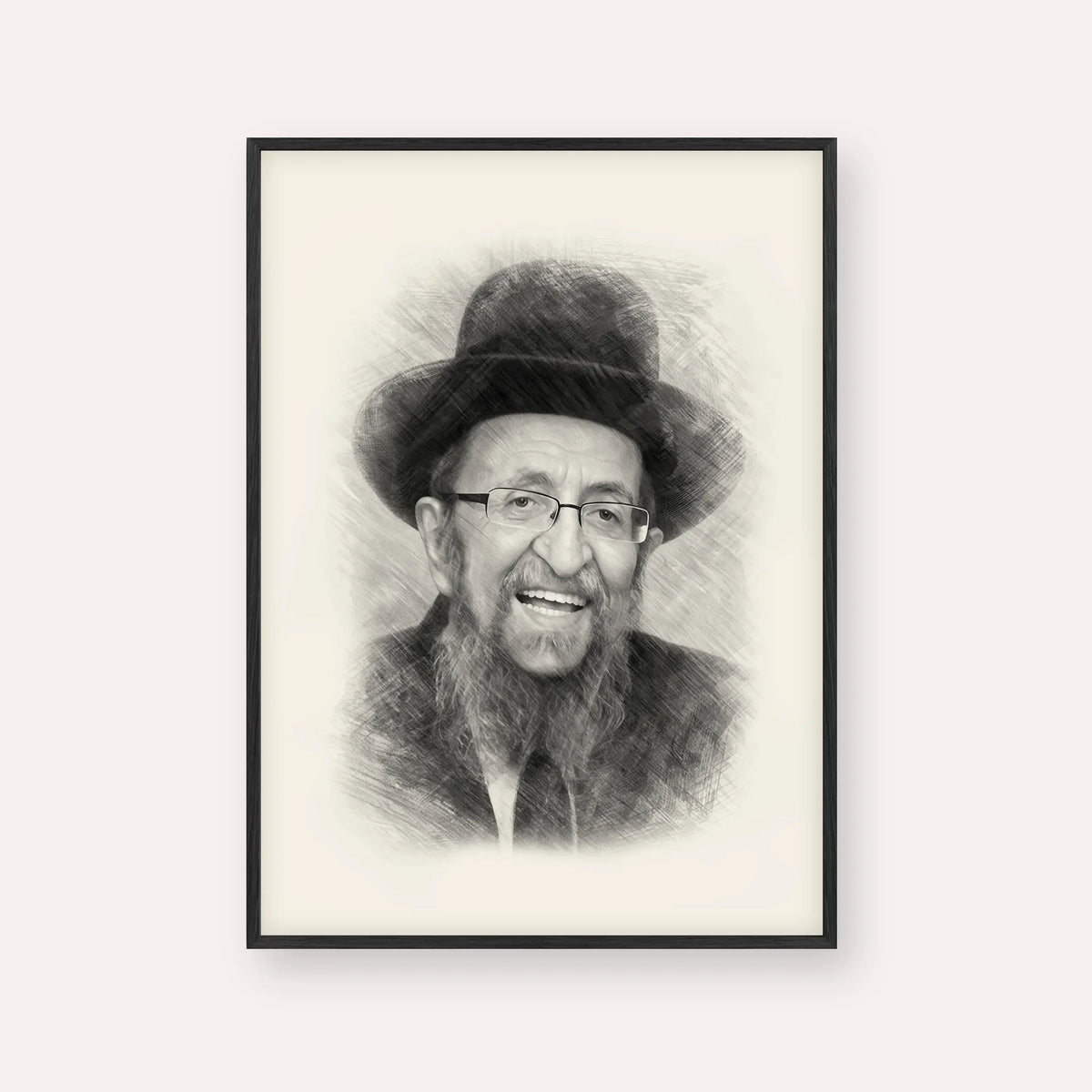Rabbi Shmuel Kamenetsky – Black & White – Black Frame Vertical | Jewish Wall Art, Gedolim Pictures