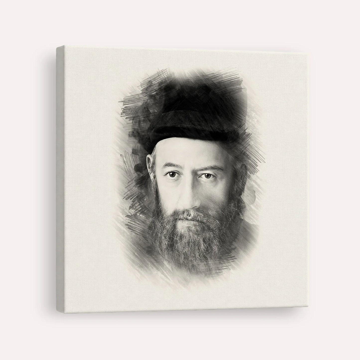 Rabbi Sholom Dovber Schneersohn – Black & White – Canvas Square | Jewish Wall Art, Gedolim Pictures