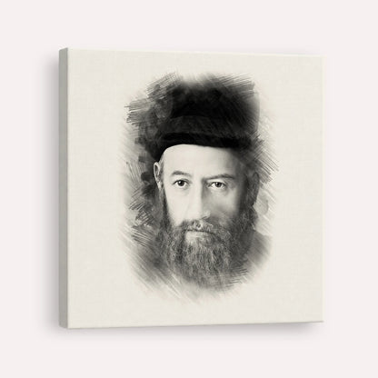 Rabbi Sholom Dovber Schneersohn – Black & White – Canvas Square | Jewish Wall Art, Gedolim Pictures