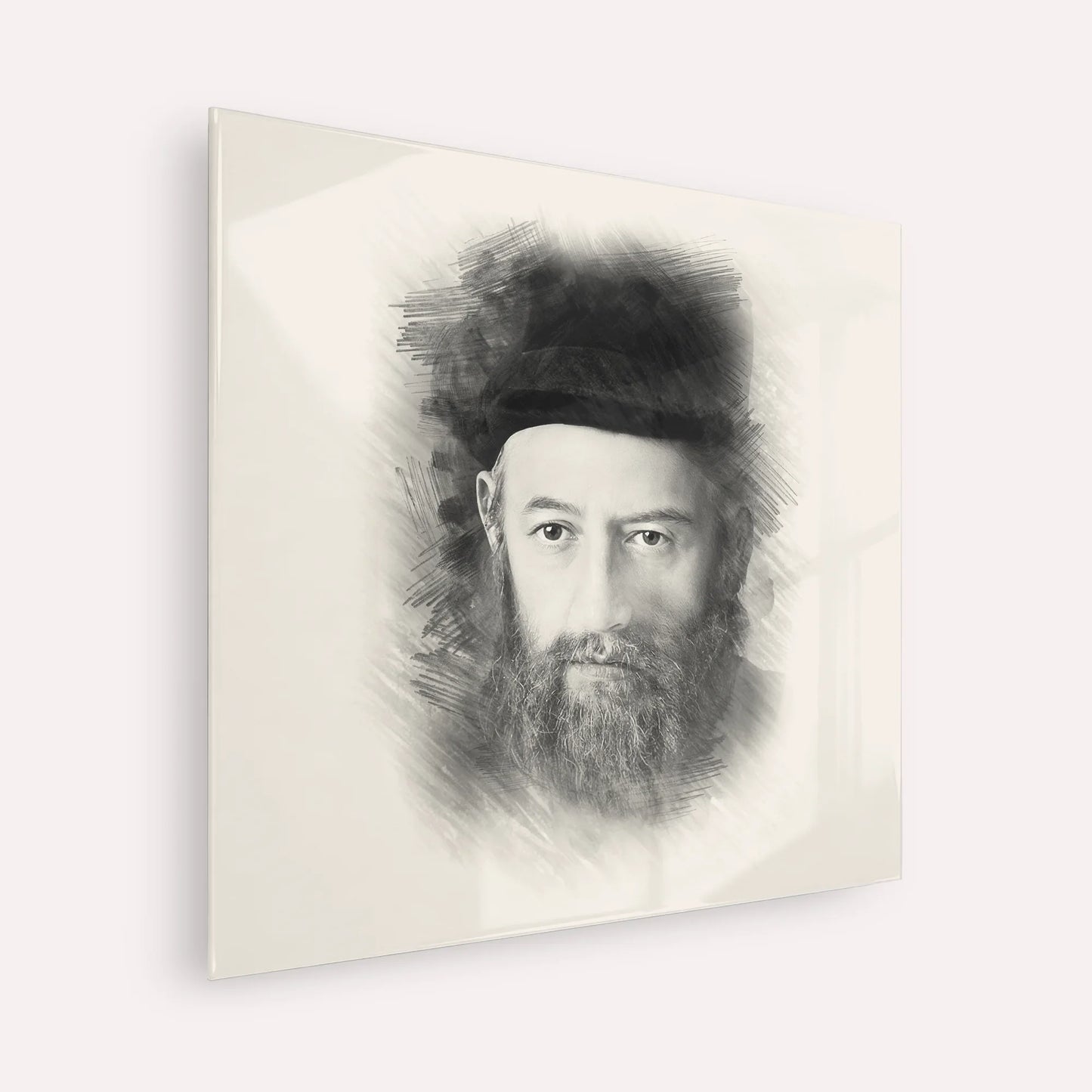 Rabbi Sholom Dovber Schneersohn – Black & White – Acrylic Glass Square | Jewish Wall Art, Gedolim Pictures