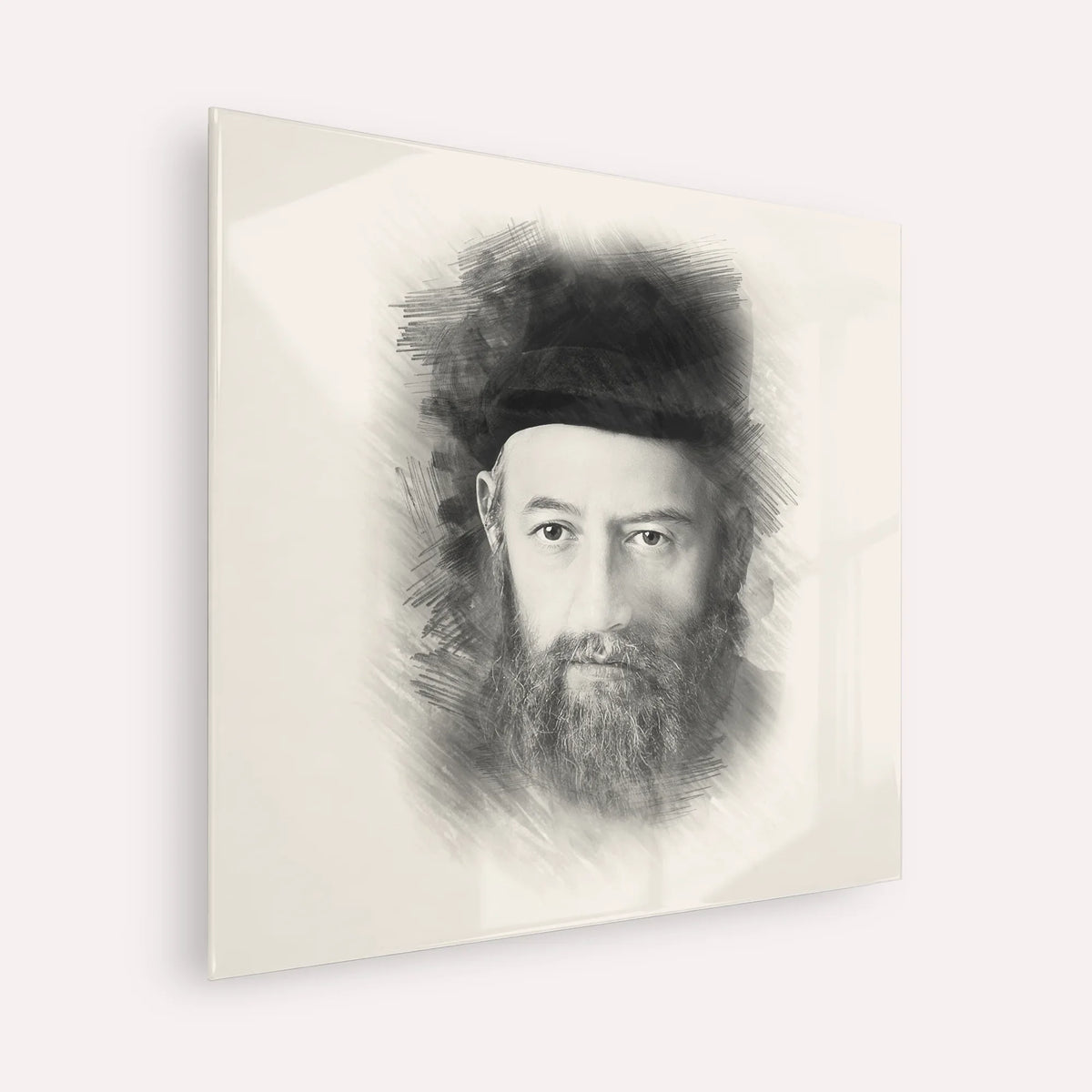 Rabbi Sholom Dovber Schneersohn – Black & White – Acrylic Glass Square | Jewish Wall Art, Gedolim Pictures