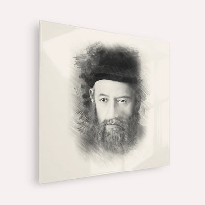Rabbi Sholom Dovber Schneersohn – Black & White – Acrylic Glass Square | Jewish Wall Art, Gedolim Pictures