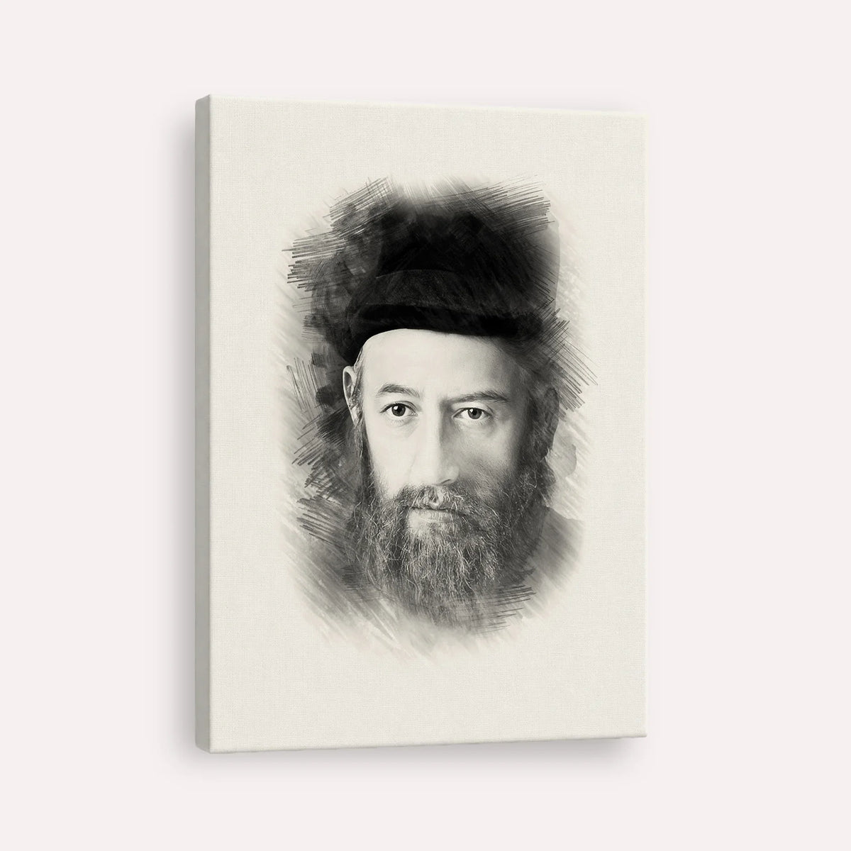 Rabbi Sholom Dovber Schneersohn – Black & White – Canvas Vertical | Jewish Wall Art, Gedolim Pictures