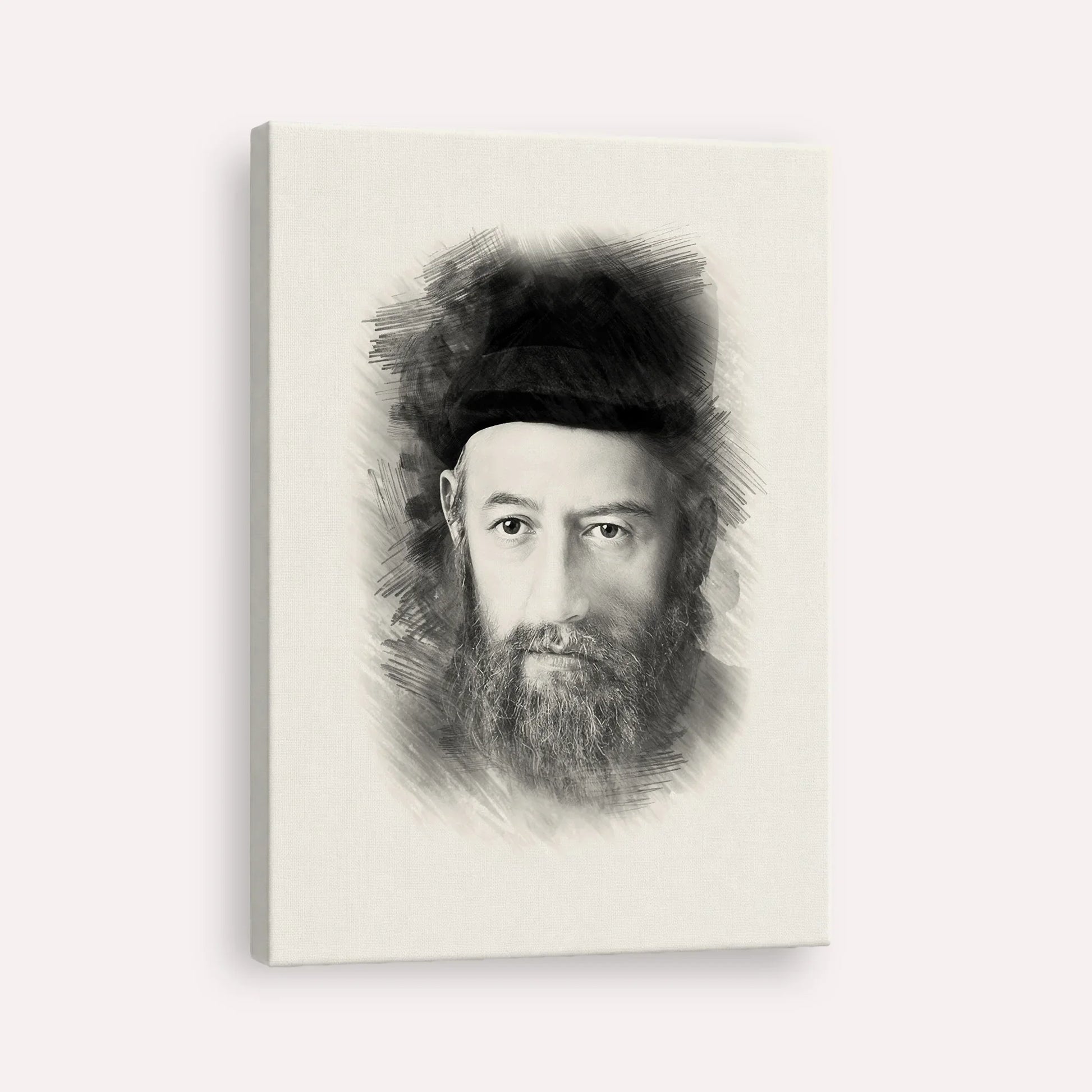Rabbi Sholom Dovber Schneersohn – Black & White – Canvas Vertical | Jewish Wall Art, Gedolim Pictures
