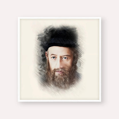 Rabbi Sholom Dovber Schneersohn – White Frame Square | Jewish Wall Art, Gedolim Pictures