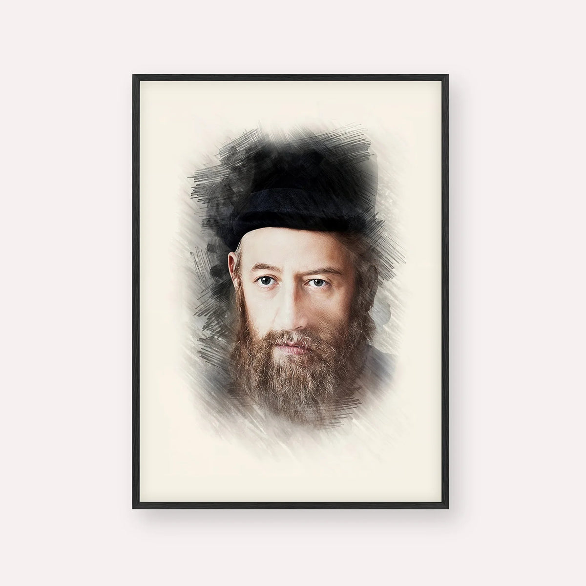 Rabbi Sholom Dovber Schneersohn – Black Frame Vertical | Jewish Wall Art, Gedolim Pictures