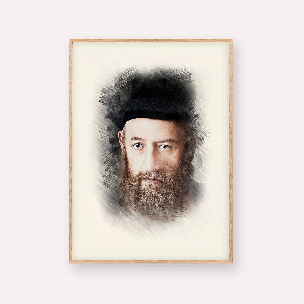 Rabbi Sholom Dovber Schneersohn – Wood Frame Vertical | Jewish Wall Art, Gedolim Pictures