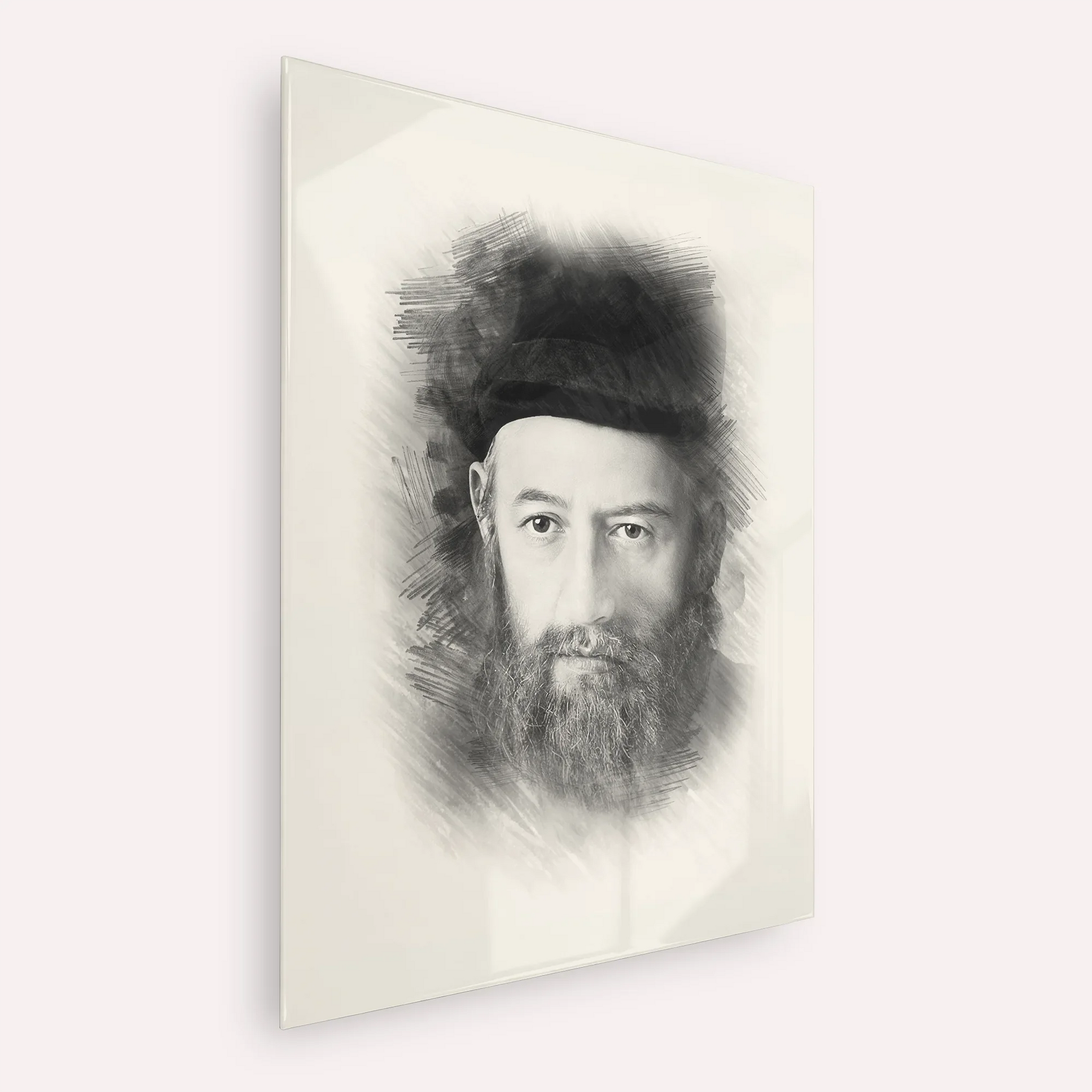 Rabbi Sholom Dovber Schneersohn – Black & White – Acrylic Glass Vertical | Jewish Wall Art, Gedolim Pictures