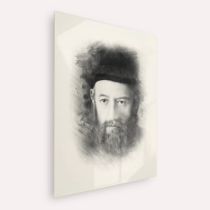 Rabbi Sholom Dovber Schneersohn – Black & White – Acrylic Glass Vertical | Jewish Wall Art, Gedolim Pictures