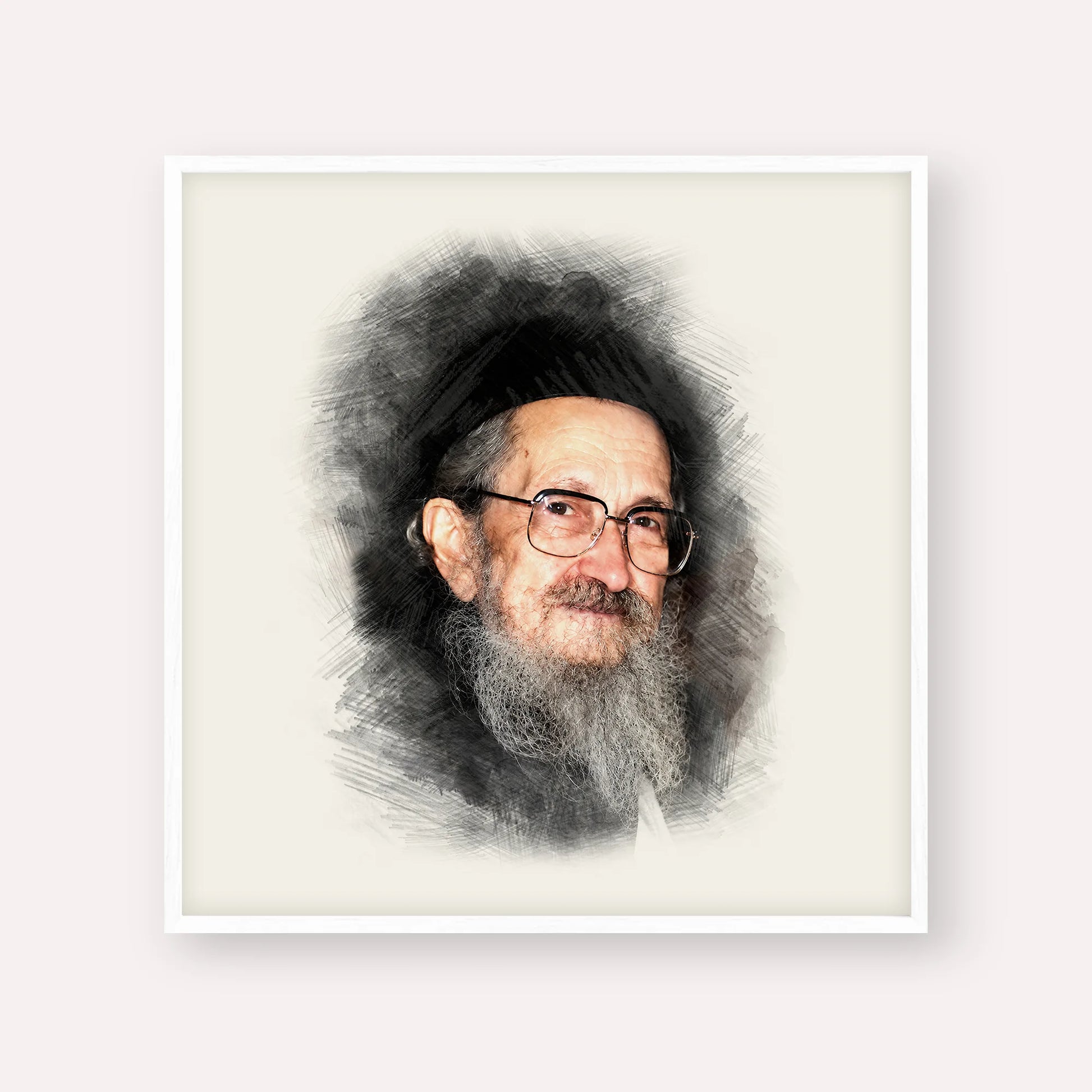 Rabbi Sholom Noach Berezovsky - Nesivos Shalom – White Frame Square | Jewish Wall Art, Gedolim Pictures