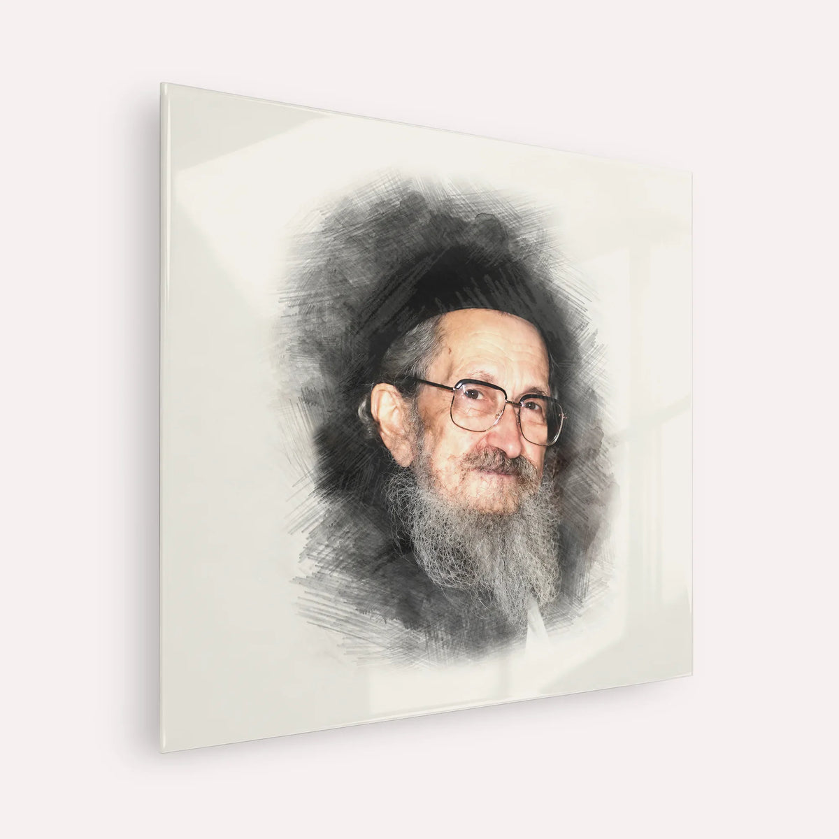 Rabbi Sholom Noach Berezovsky - Nesivos Shalom – Acrylic Glass Square | Jewish Wall Art, Gedolim Pictures