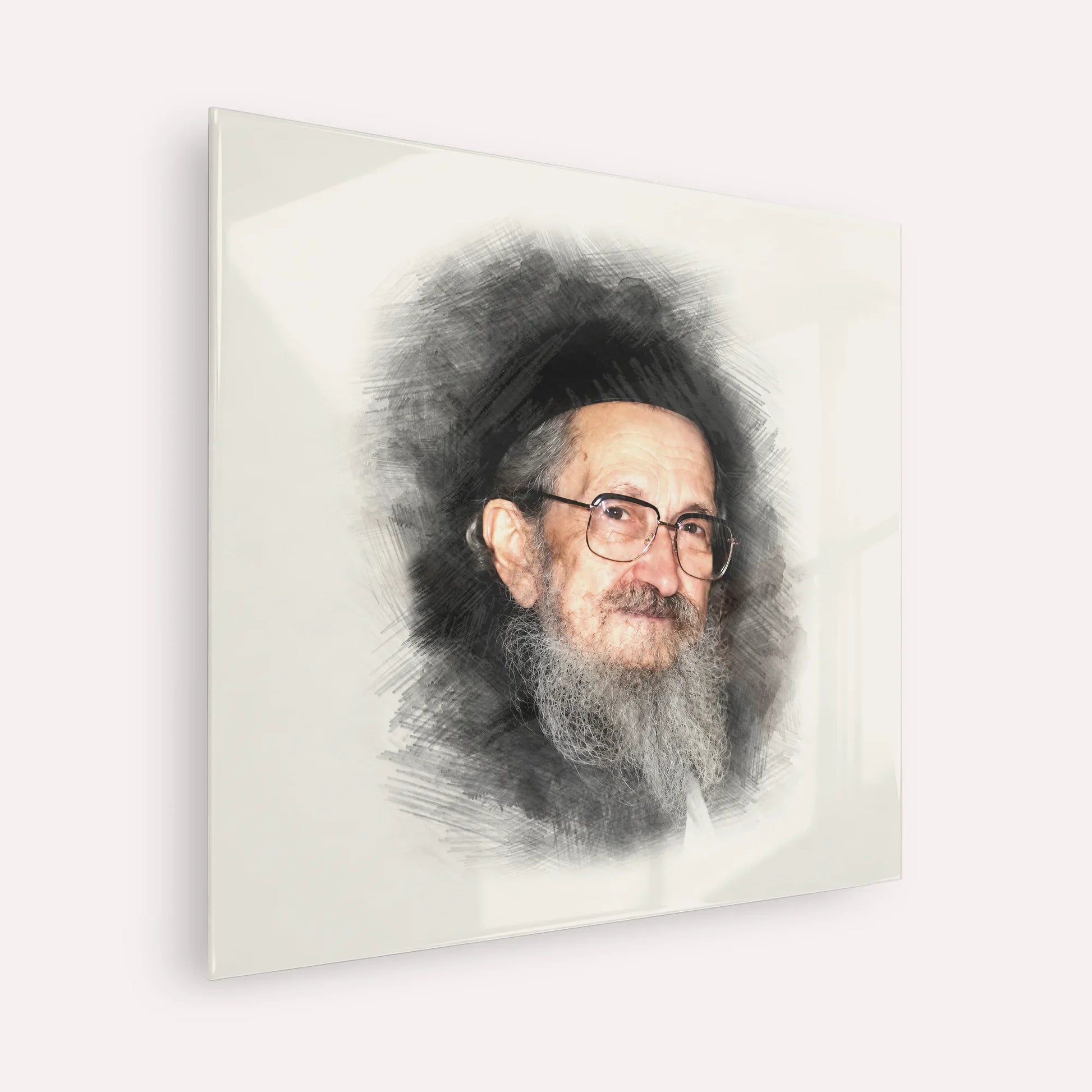 Rabbi Sholom Noach Berezovsky - Nesivos Shalom – Acrylic Glass Square | Jewish Wall Art, Gedolim Pictures