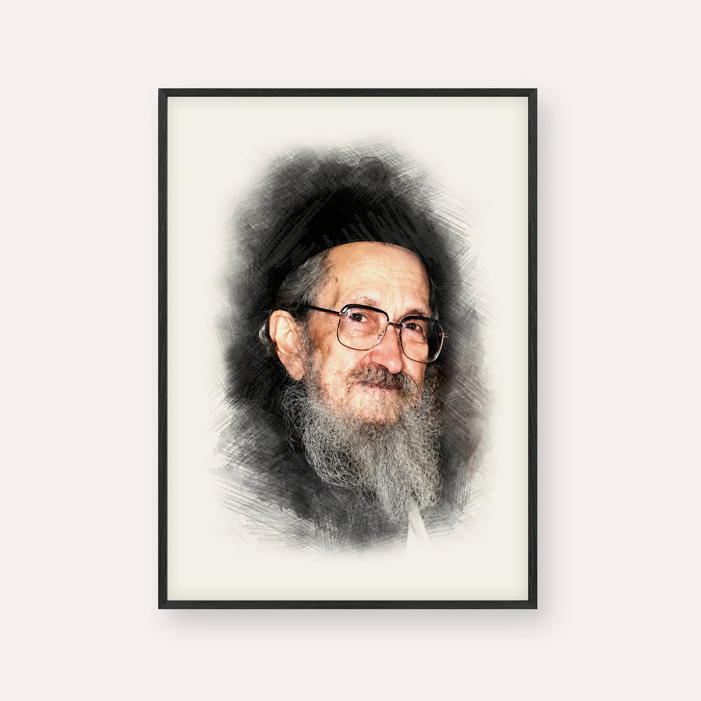 Rabbi Sholom Noach Berezovsky - Nesivos Shalom – Black Frame Vertical | Jewish Wall Art, Gedolim Pictures