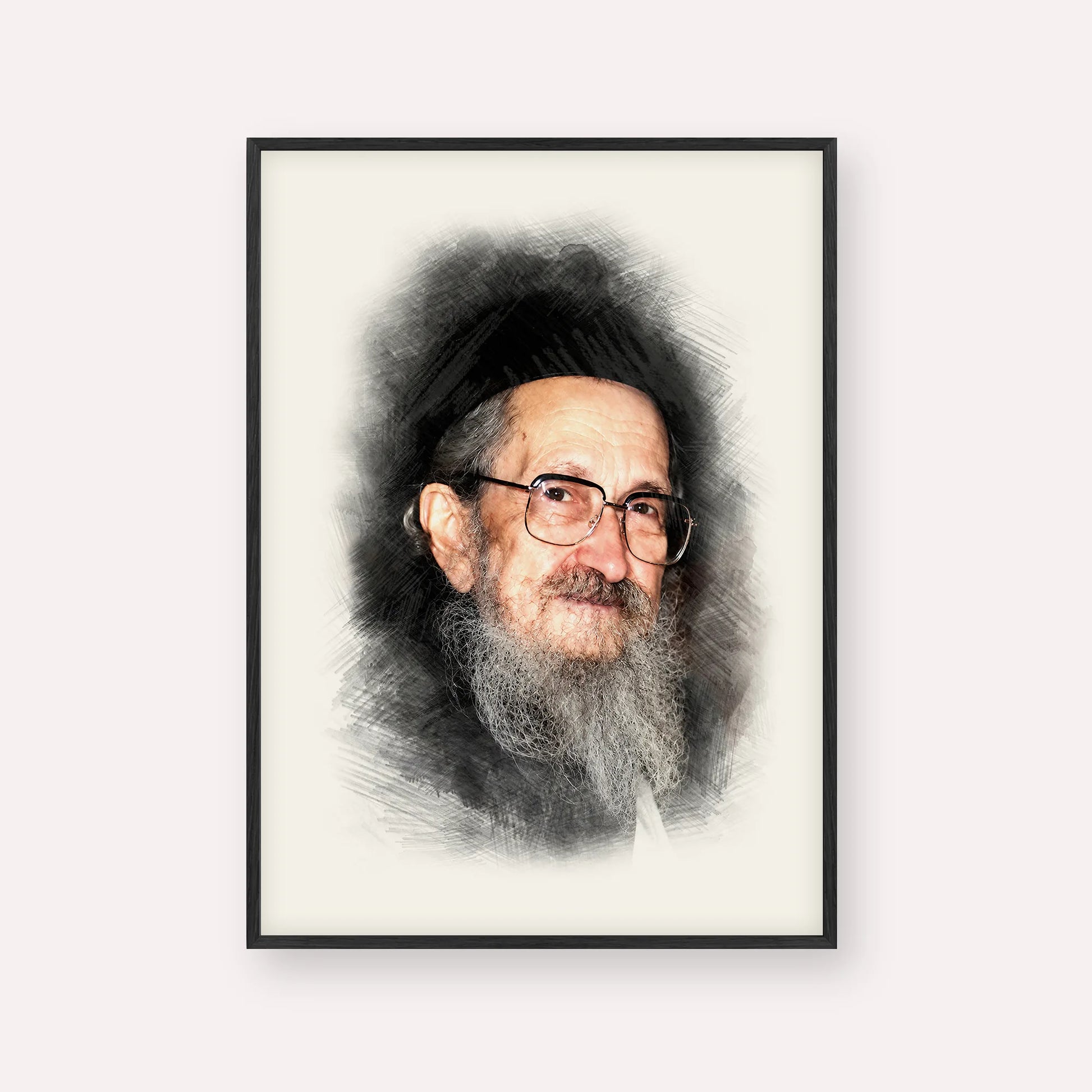 Rabbi Sholom Noach Berezovsky - Nesivos Shalom – Black Frame Vertical | Jewish Wall Art, Gedolim Pictures