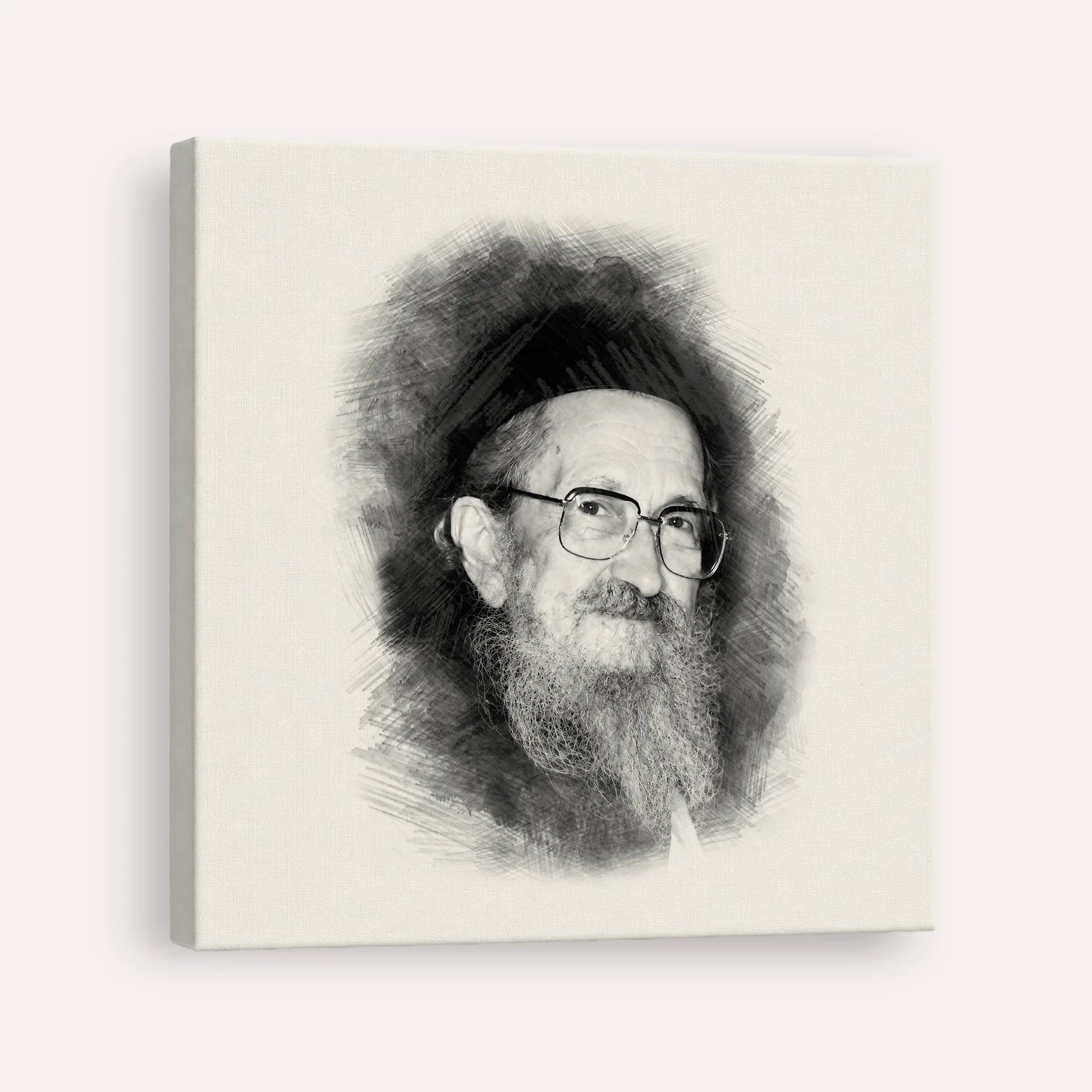 Rabbi Sholom Noach Berezovsky - Nesivos Shalom – Black & White – Canvas Square | Jewish Wall Art, Gedolim Pictures