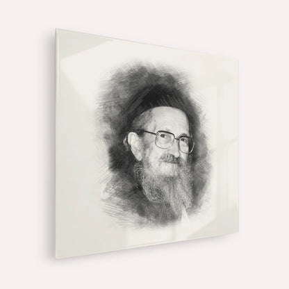 Rabbi Sholom Noach Berezovsky - Nesivos Shalom – Black & White – Acrylic Glass Square | Jewish Wall Art, Gedolim Pictures