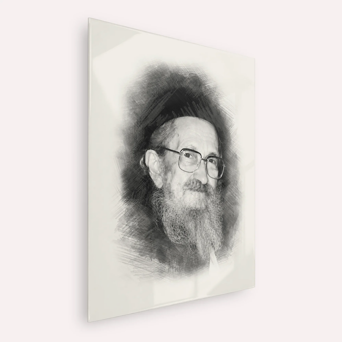 Rabbi Sholom Noach Berezovsky - Nesivos Shalom – Black & White – Acrylic Glass Vertical | Jewish Wall Art, Gedolim Pictures