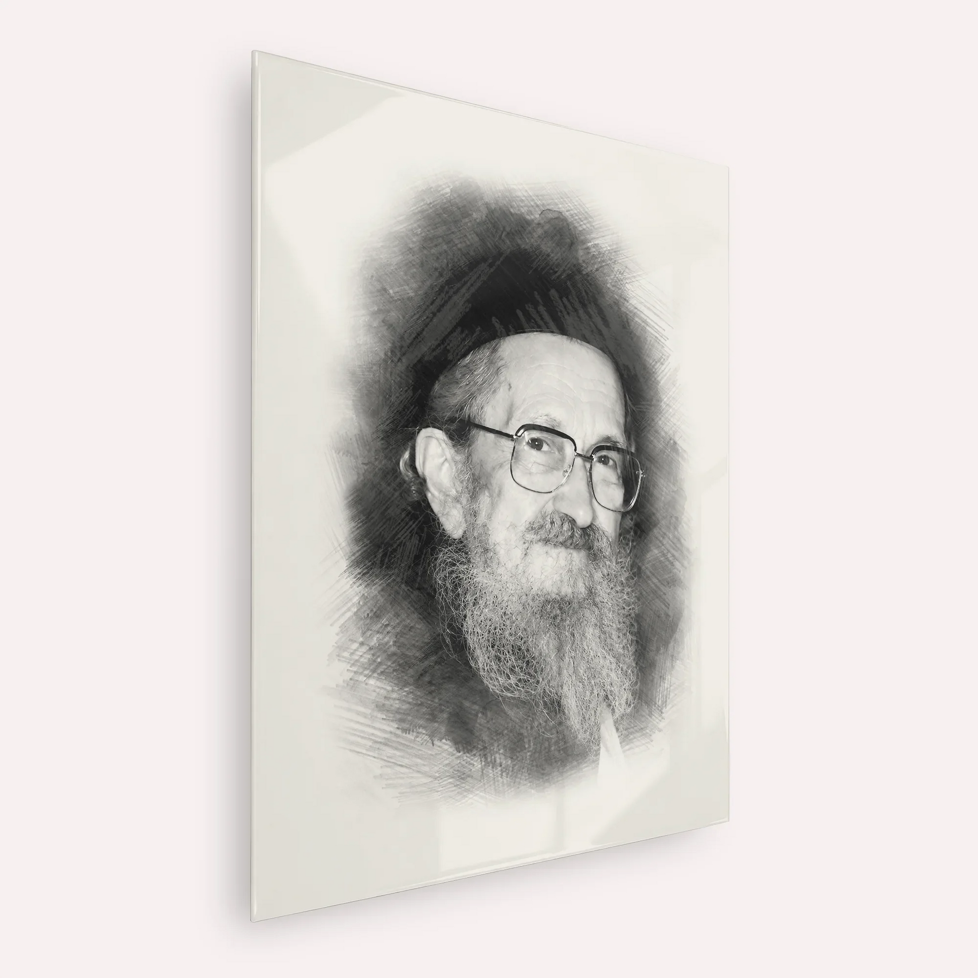Rabbi Sholom Noach Berezovsky - Nesivos Shalom – Black & White – Acrylic Glass Vertical | Jewish Wall Art, Gedolim Pictures