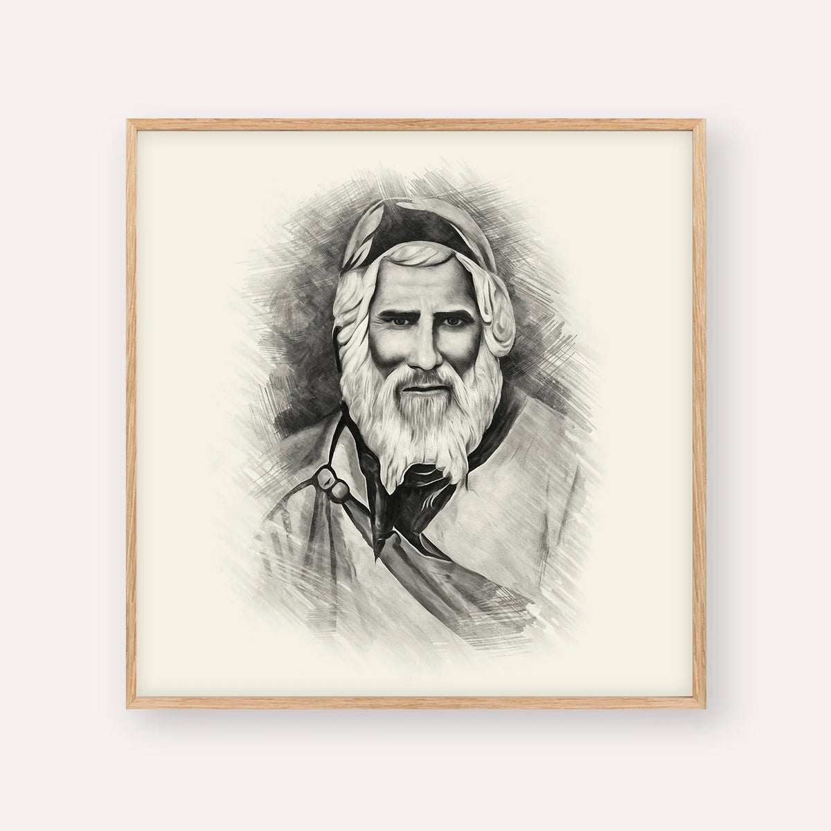 Rabbi Yaakob Abuhatzeira – Black & White – Wood Frame Square | Jewish Wall Art, Gedolim Pictures